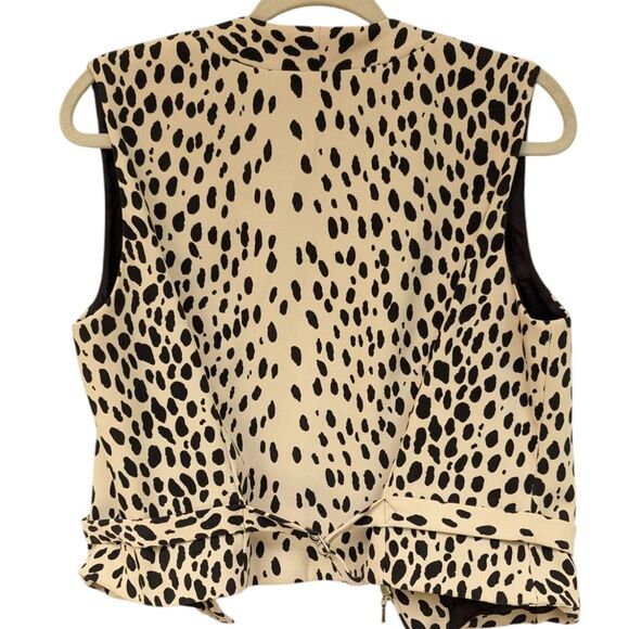 Vintage Elliott Lauren Black & White Animal Print Zip-Up Sleeveless Vest - L - Picture 7 of 9